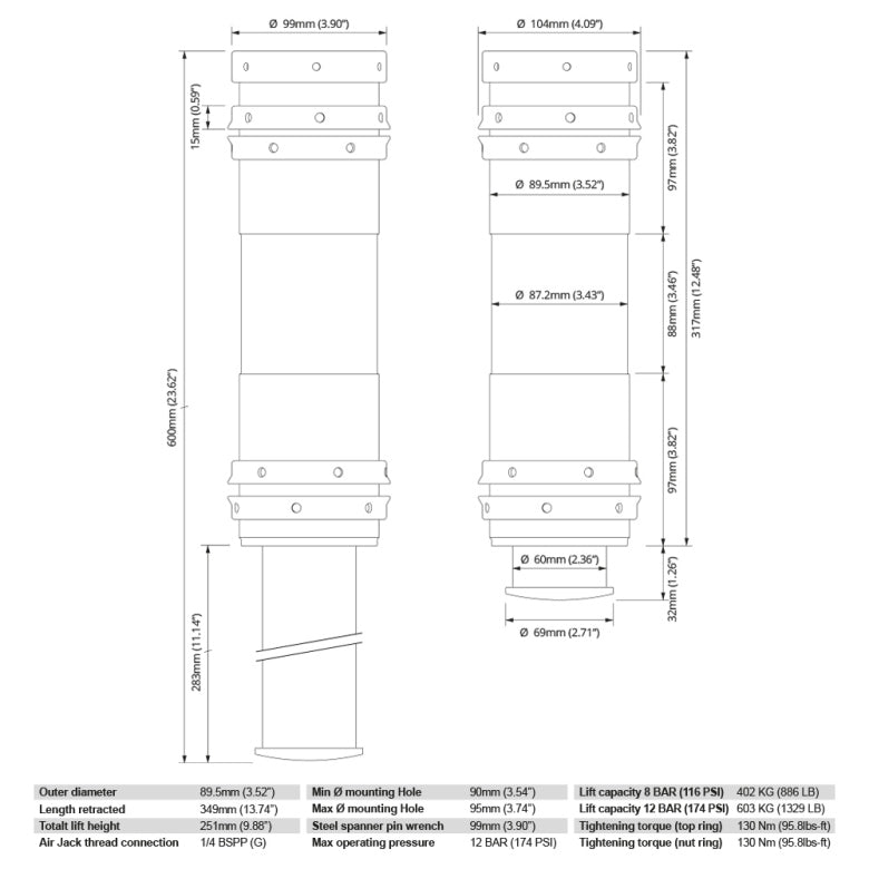 Nuke Air Jack 90 Competition, 8 BAR / 120 PSI (Order in)