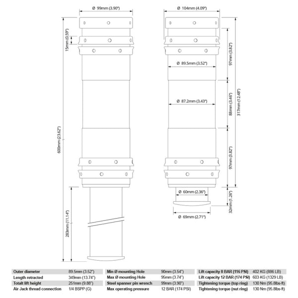 Nuke Air Jack 90 Competition, 8 BAR / 120 PSI (Order in)