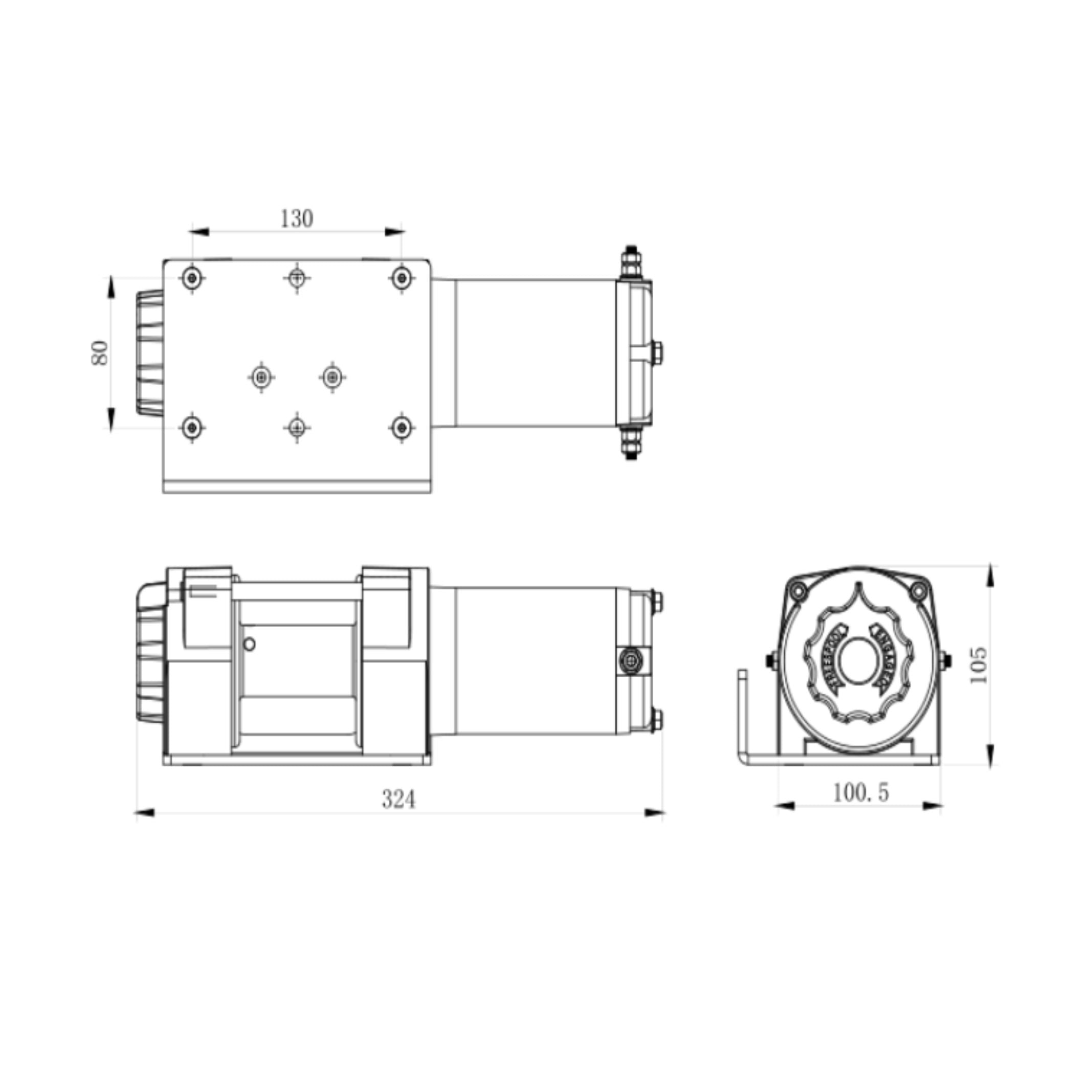 Mudstuck 3500lbs Winch 12V with Dyneema