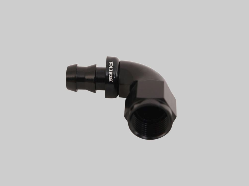 Push Lock Fitting 90 Degree AN6-9.65mm Barb Black
