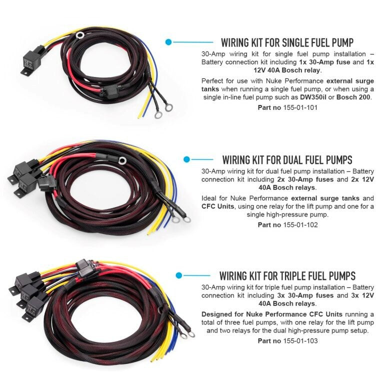 Nuke Wiring kit for dual fuel pumps, 30-Amp, battery connection (Order in)