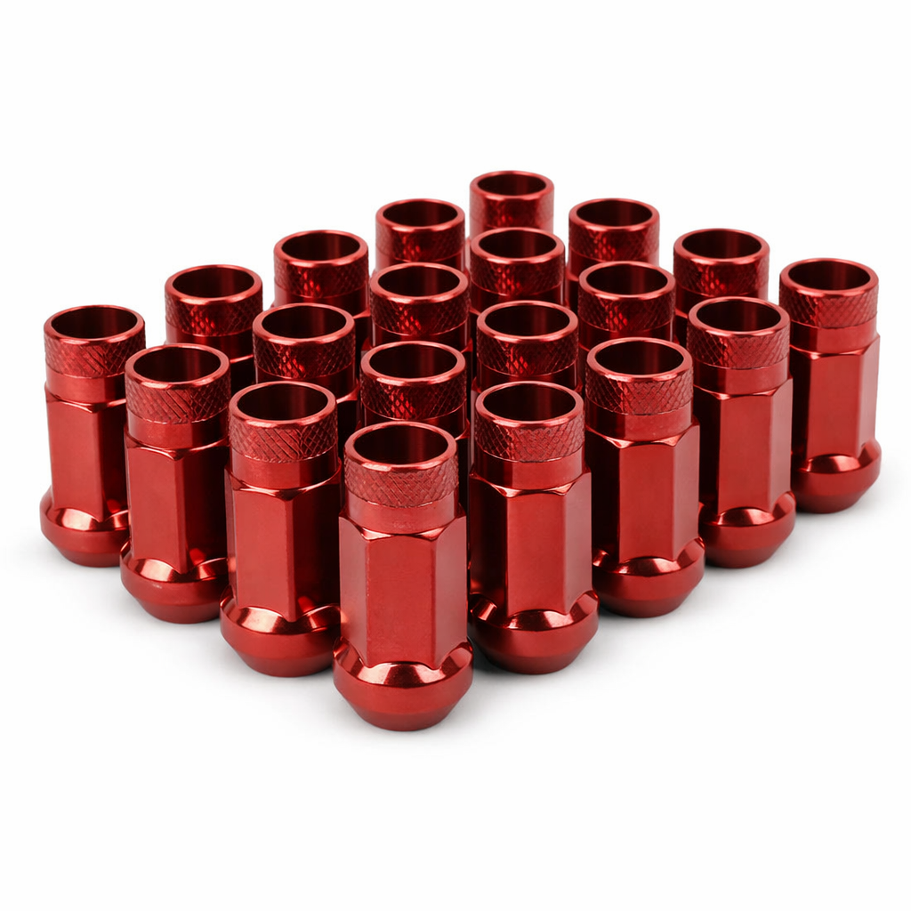 Keyed Taper Rear Rim M12x1.25 Extend Rim Wheel Tuner Lug Nut Taper - Red (20 pack) | Scarles