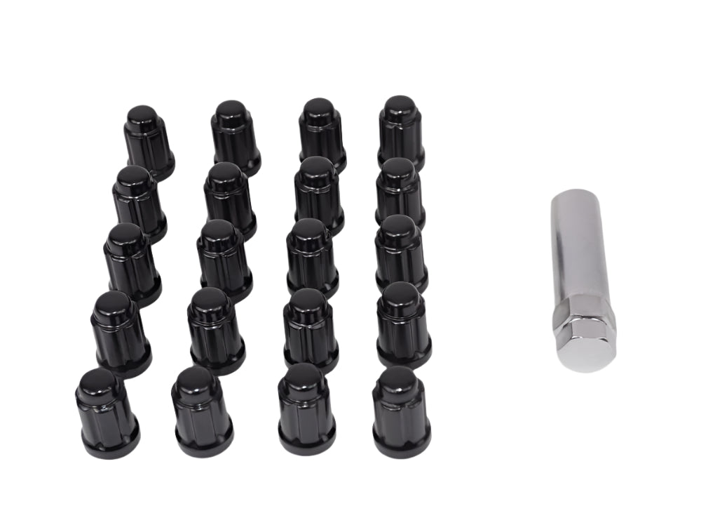 6 Spline Black Wheel Nuts 14x1.5 24 Set (6 STUD)