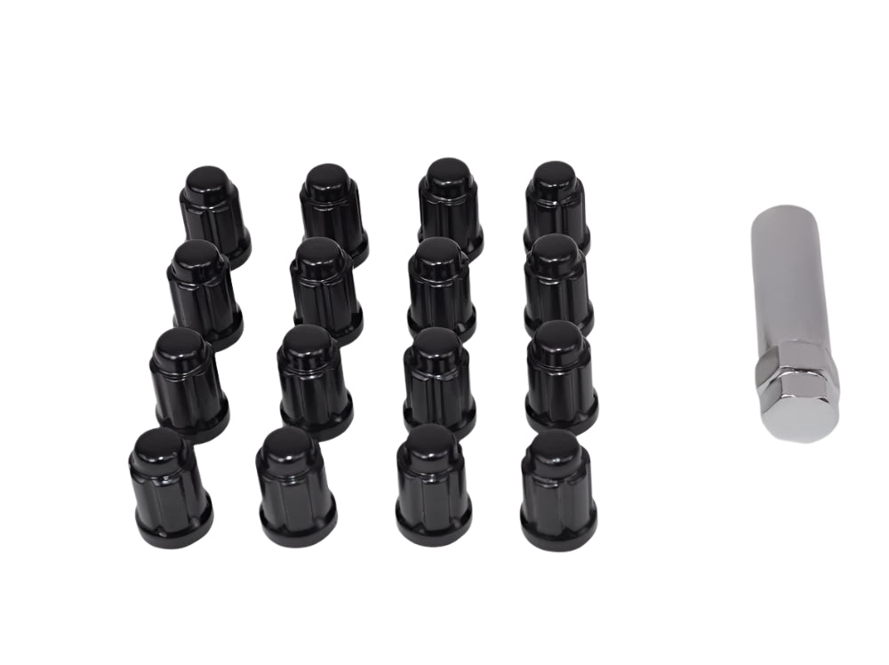 6 Spline Black Wheel Nuts 12x1.5 16 Set (4 STUD)