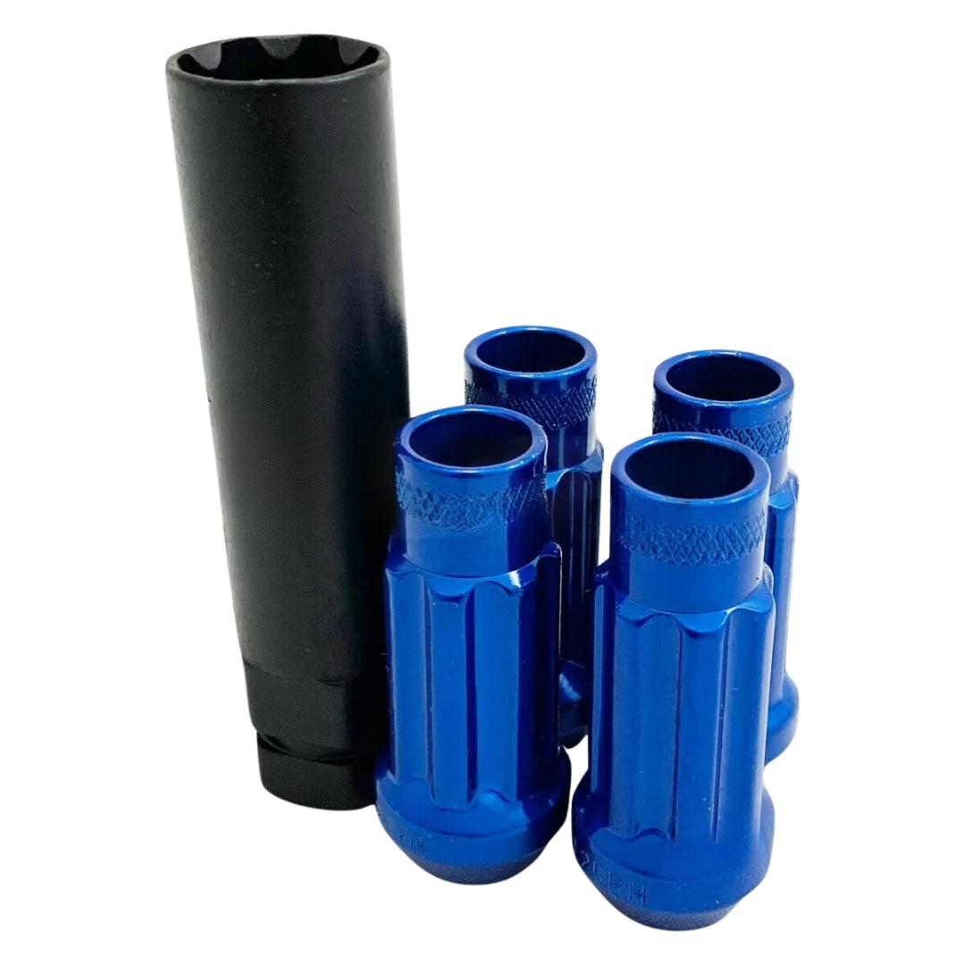 GKTECH BLUE M12X1.5 OPEN ENDED LOCK NUTS (SET OF 4 + SOCKET) (Order in)
