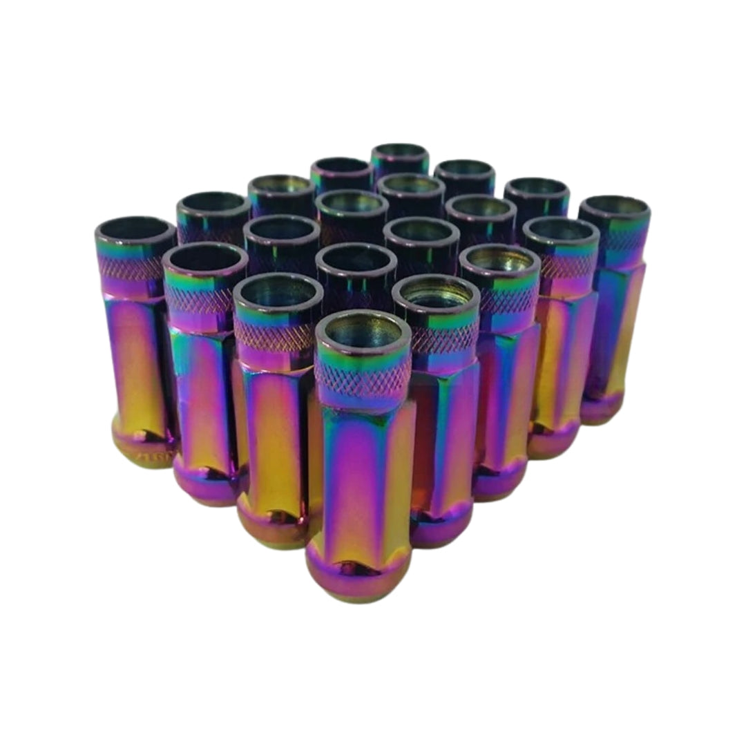 GKTECH M12X1.25 NEO CHROME OPEN ENDED LUG NUTS (PACK OF 20) (Order in)