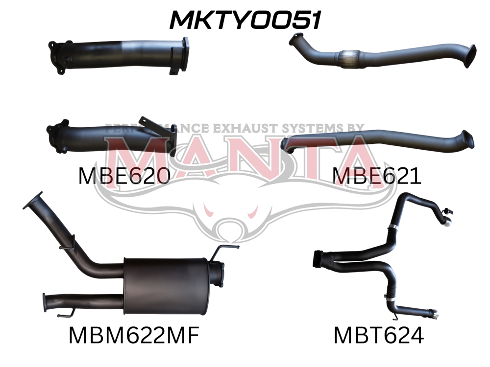Toyota Land Cruiser VDJ200 3in Dual NO Cat, W/Muffler, Exit L&R