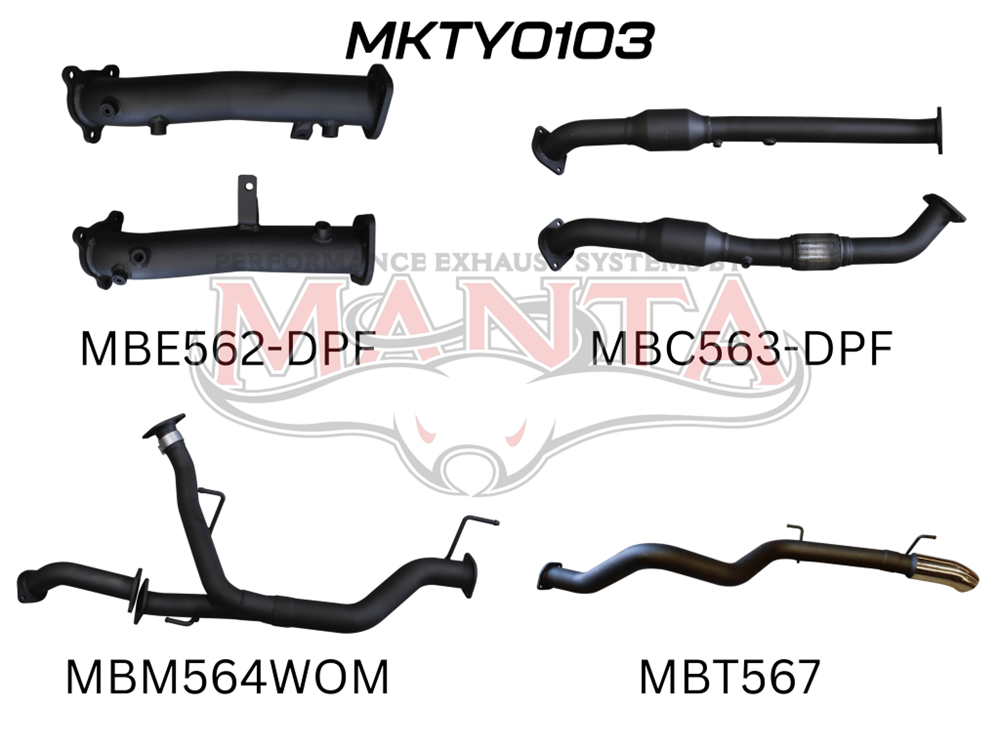 Toyota Land Cruiser VDJ200 DPF 2.5in With Cat Pipe only, Dump Tip