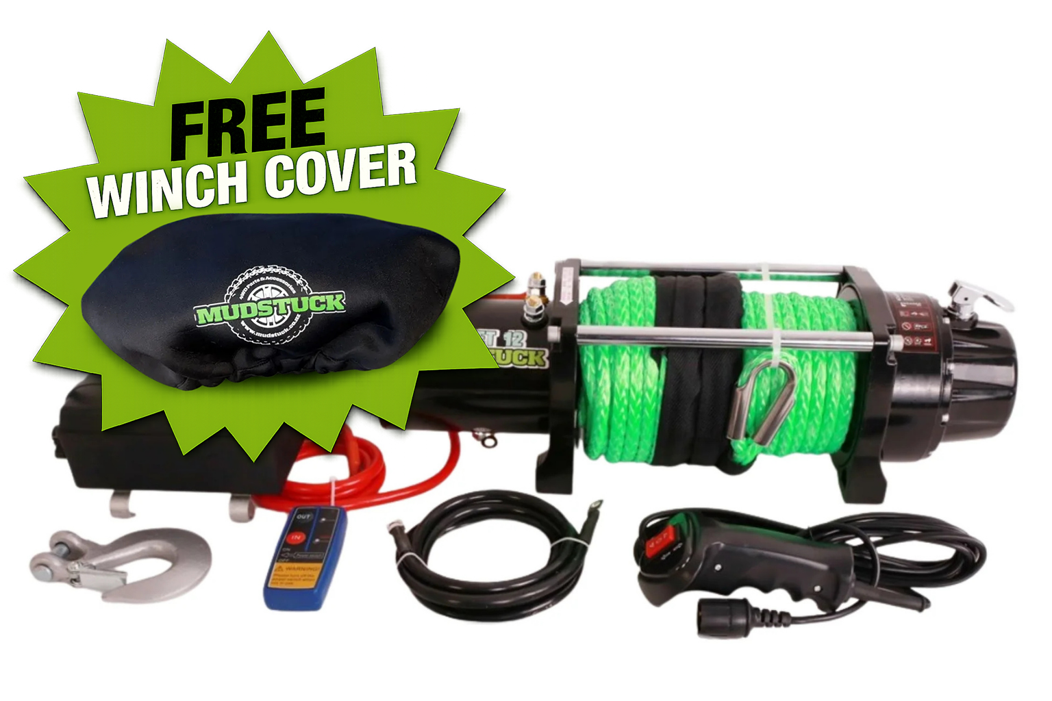 Mudstuck 12000lbs Winch 12V with Dyneema