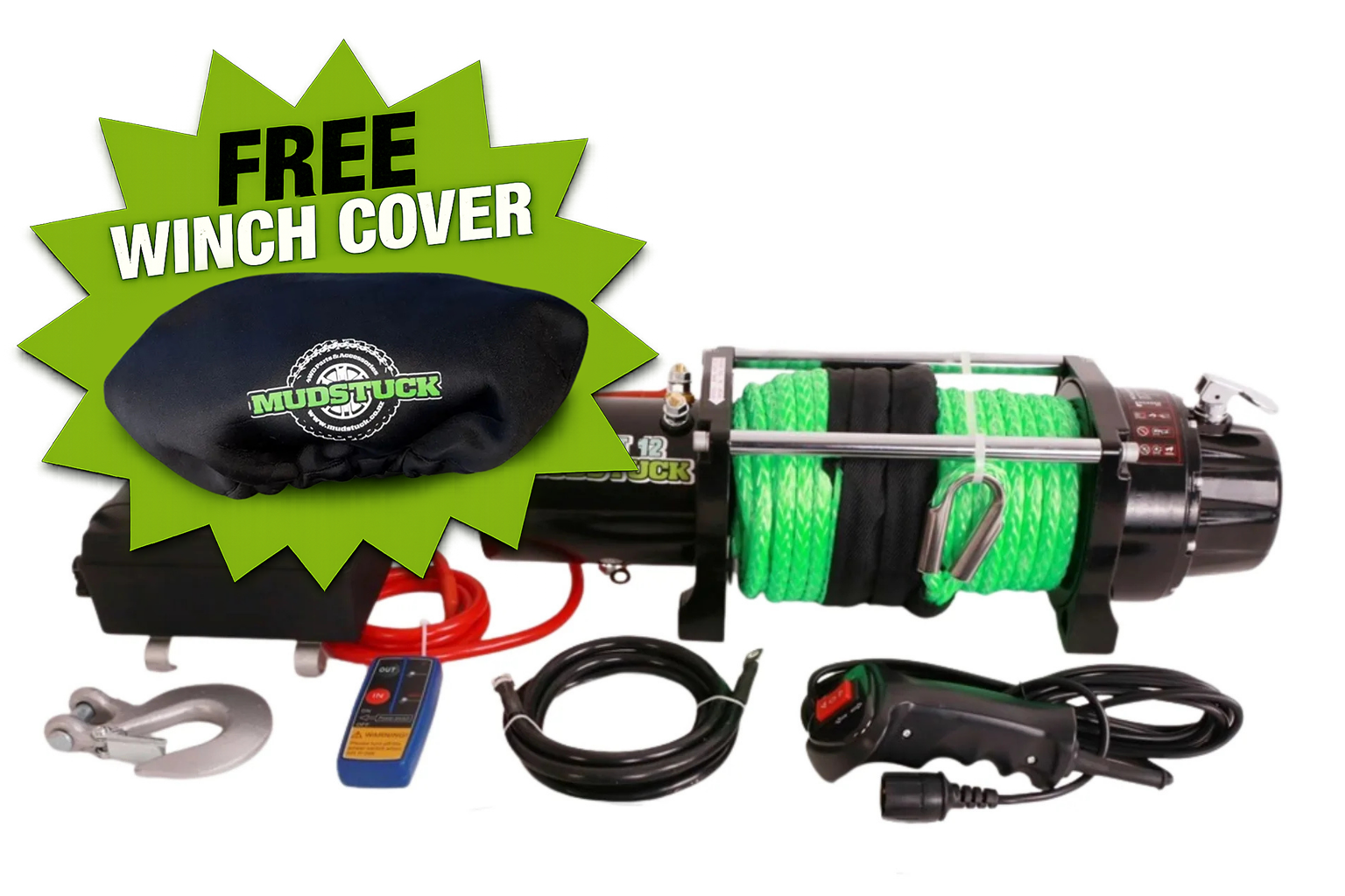 Mudstuck 12000lbs Winch 24V with Dyneema
