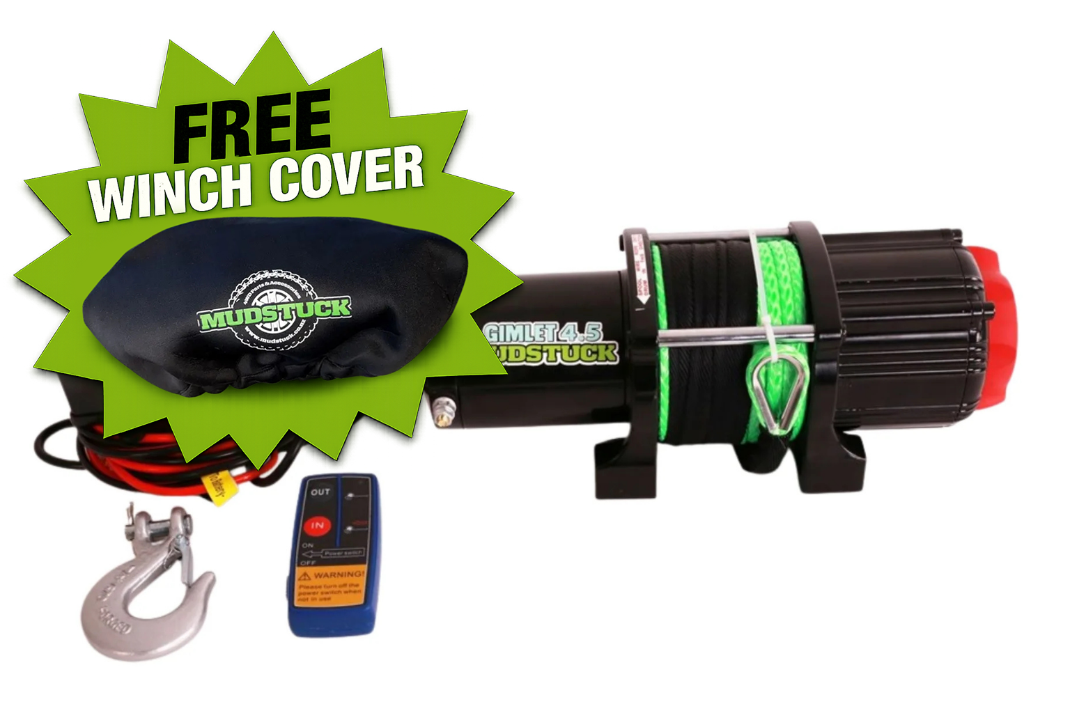 Mudstuck 4500lbs Winch 12V with Dyneema