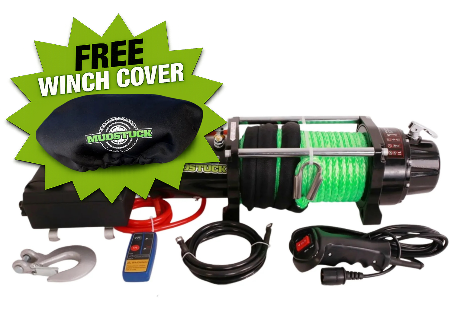 Mudstuck 9500lbs Winch 12V with Dyneema