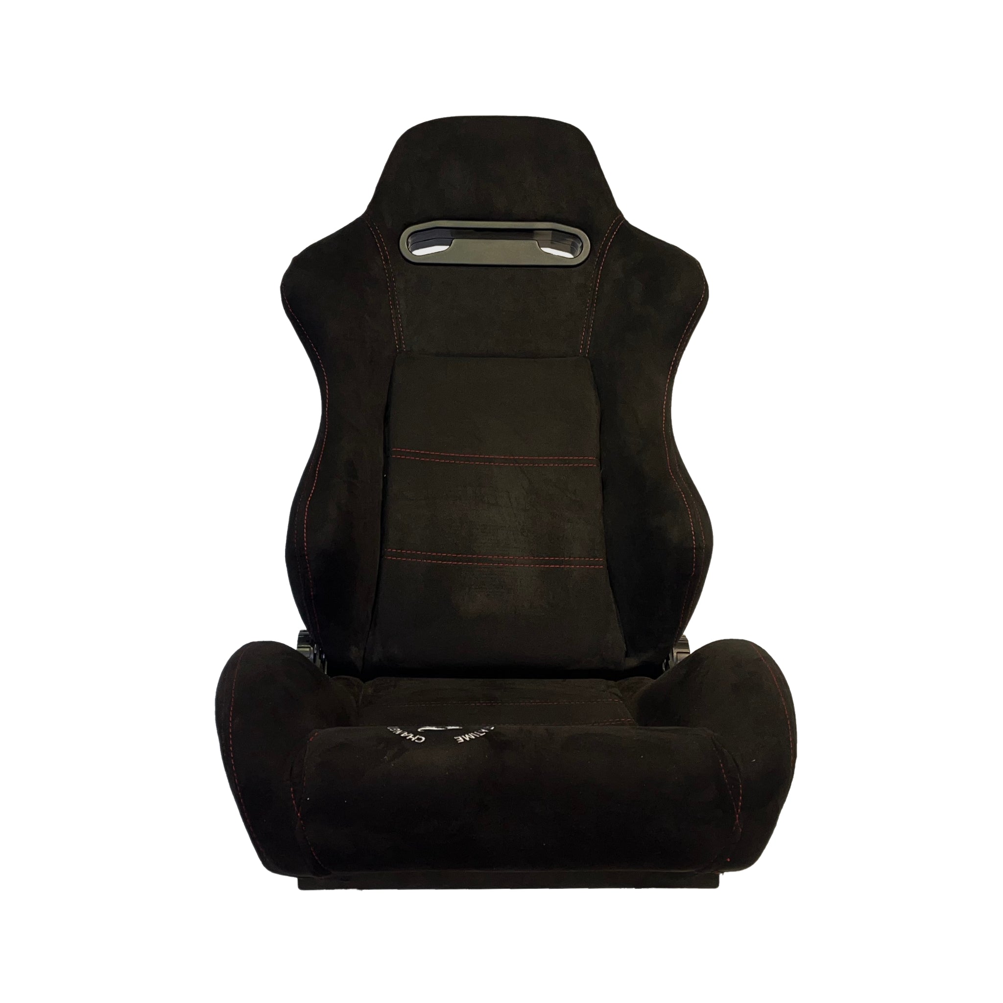 Bucket Seat Reclinable - Black Suede w/ Red Stitching