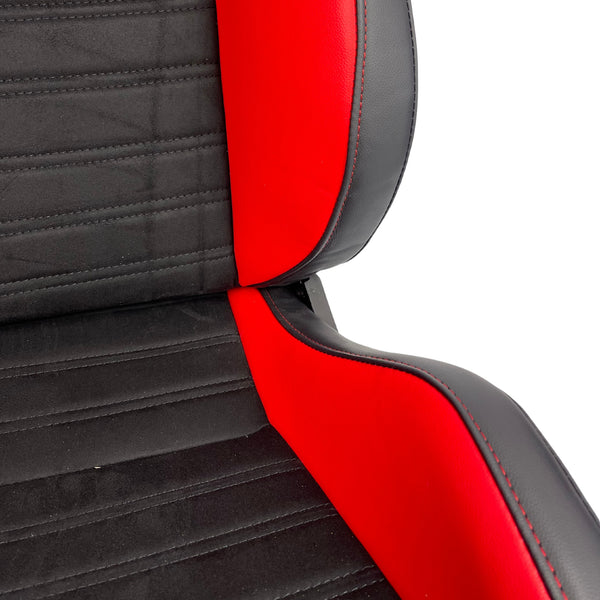 Bucket Seat Reclinable - Premium Style Black/Red