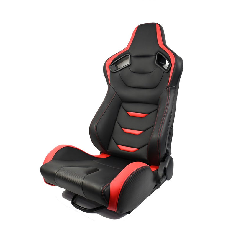 Bucket Seat Reclinable - Sport Style Black/Red