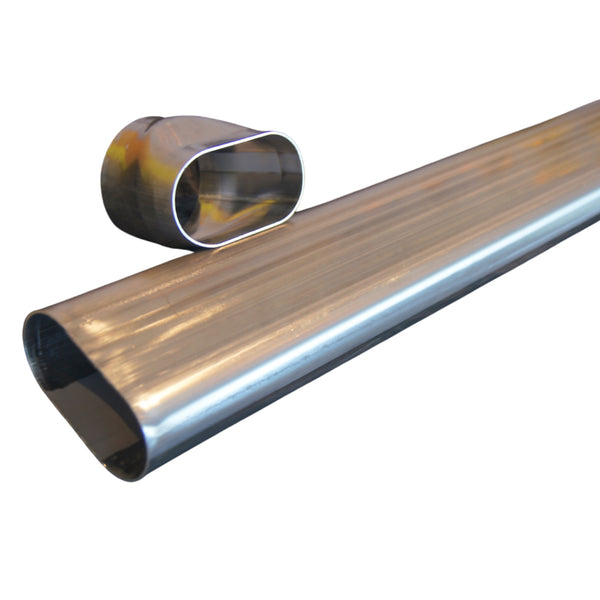 PSM Oval tube to 3" round transition 8CM long 304SS (Order in)