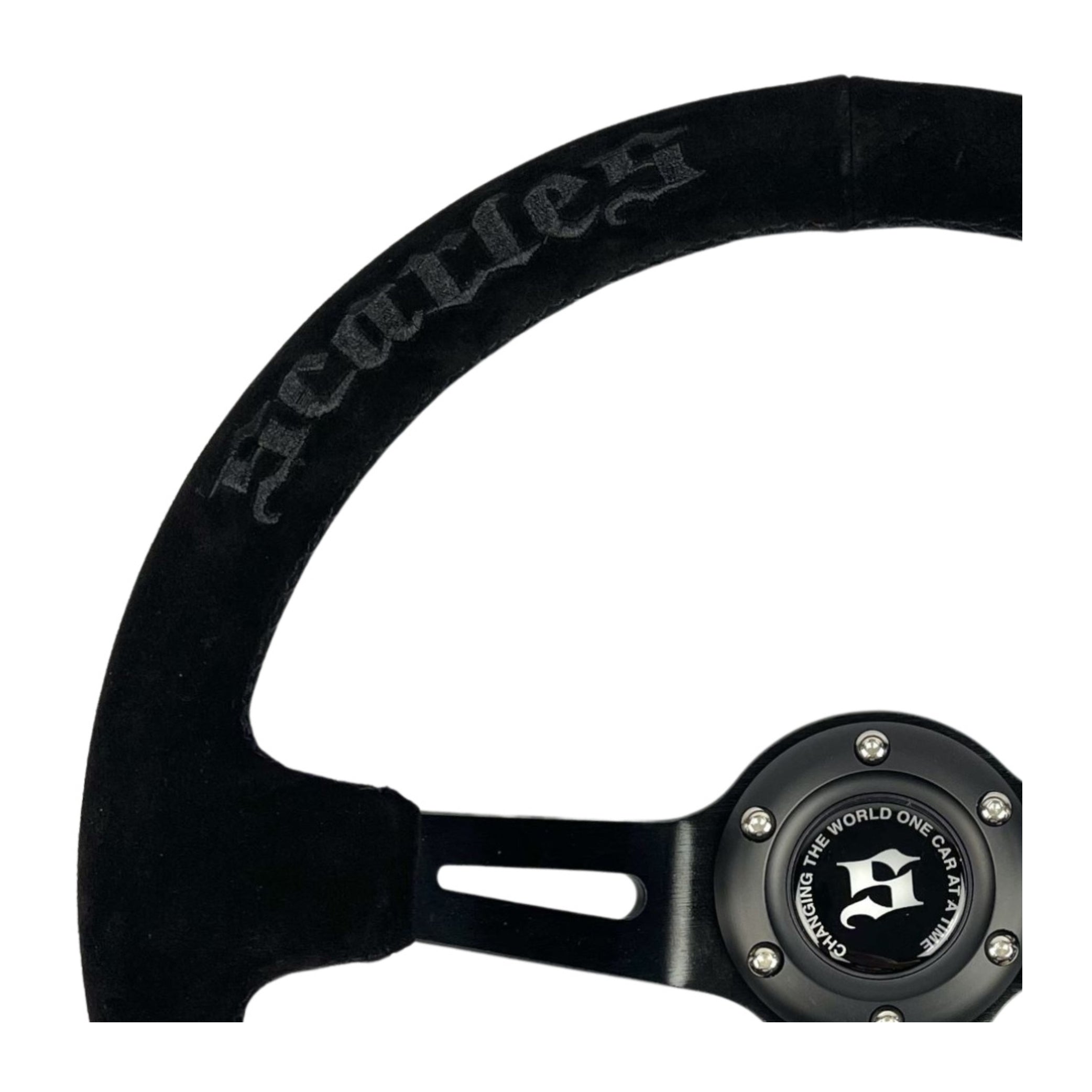 Suede Dedicated Drift Steering Wheel - 350mm-90mm - Black Logo