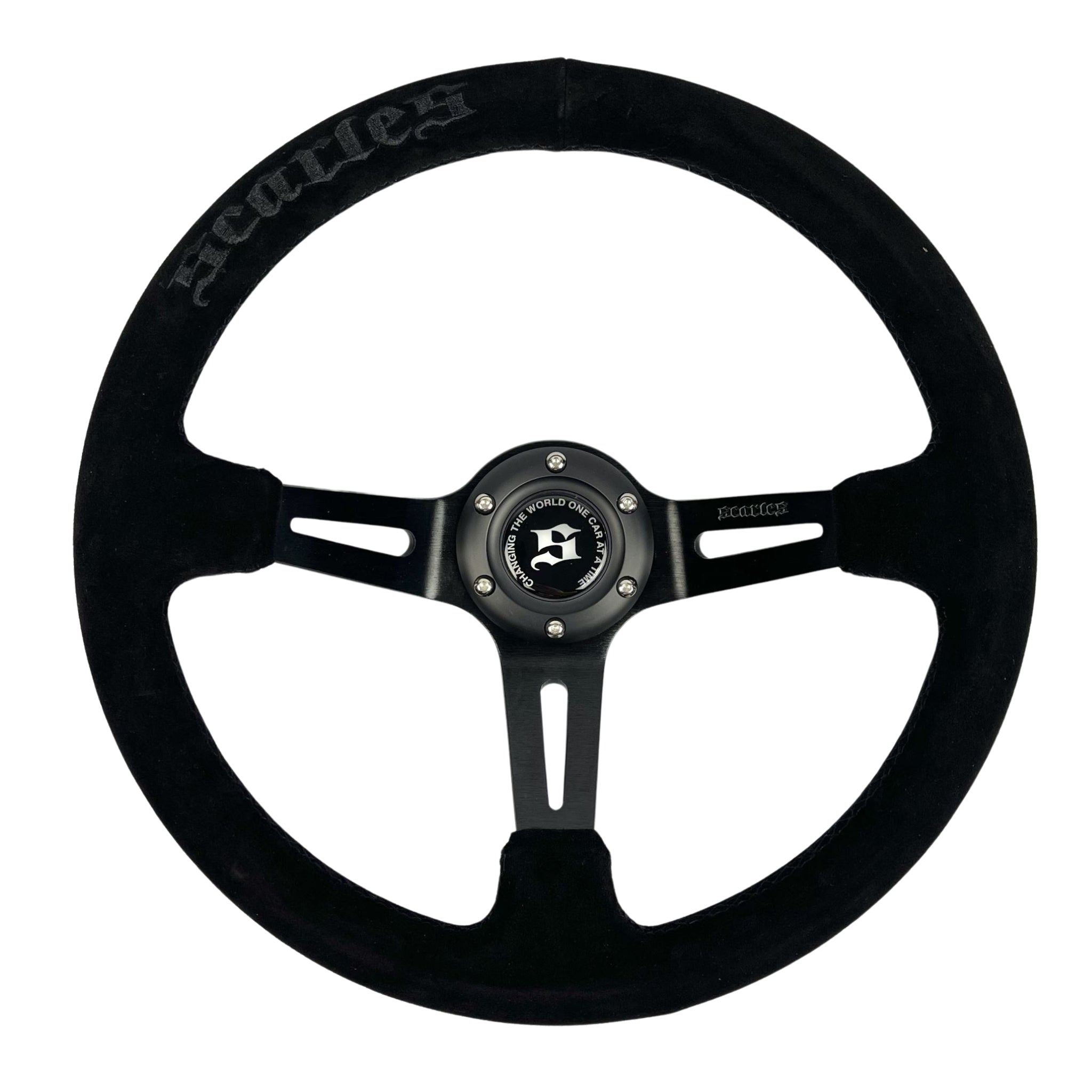 Suede Dedicated Drift steering 350mm-90mm - Black Logo