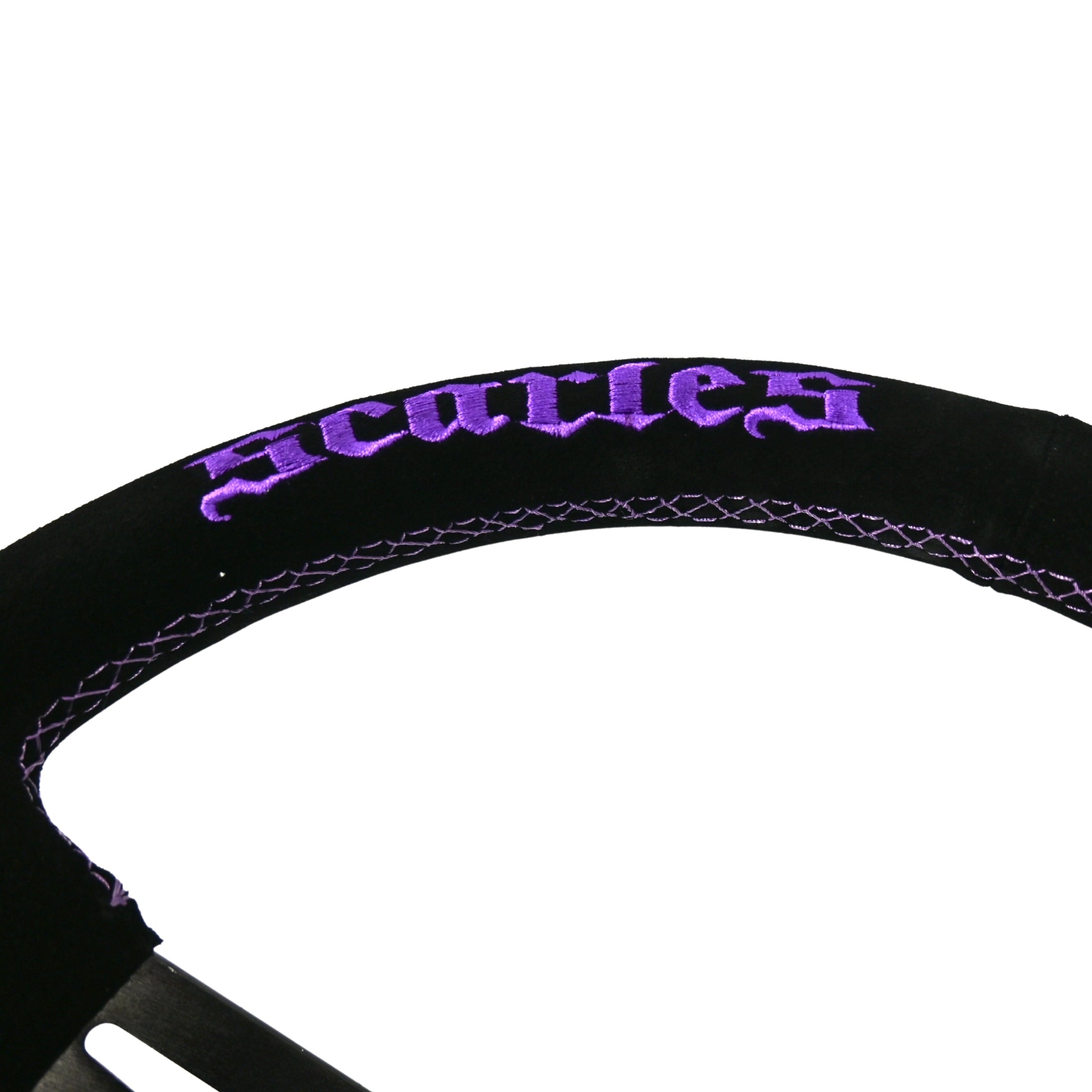 Scarles Suede Dedicated Drift Steering Wheel - 350mm-90mm (purple logo & purple stitching)
