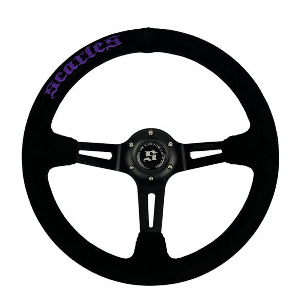 Scarles Suede Dedicated Drift Steering 350mm-90mm (purple logo)