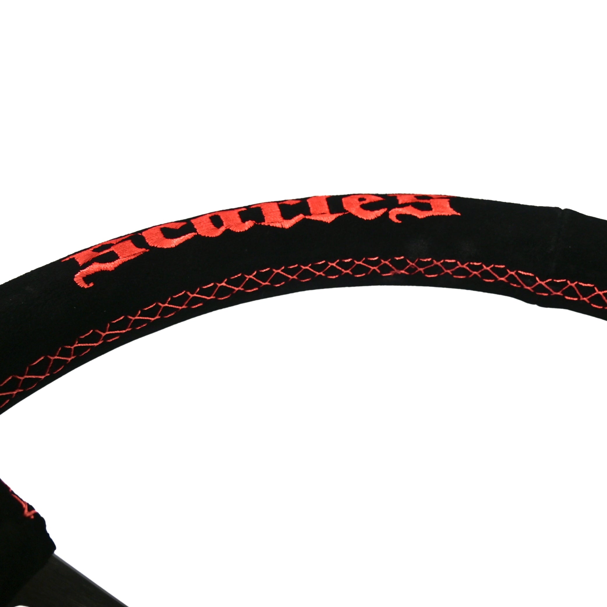 Scarles Suede Dedicated Drift Steering Wheel - 350mm-90mm - Red Logo and stitching