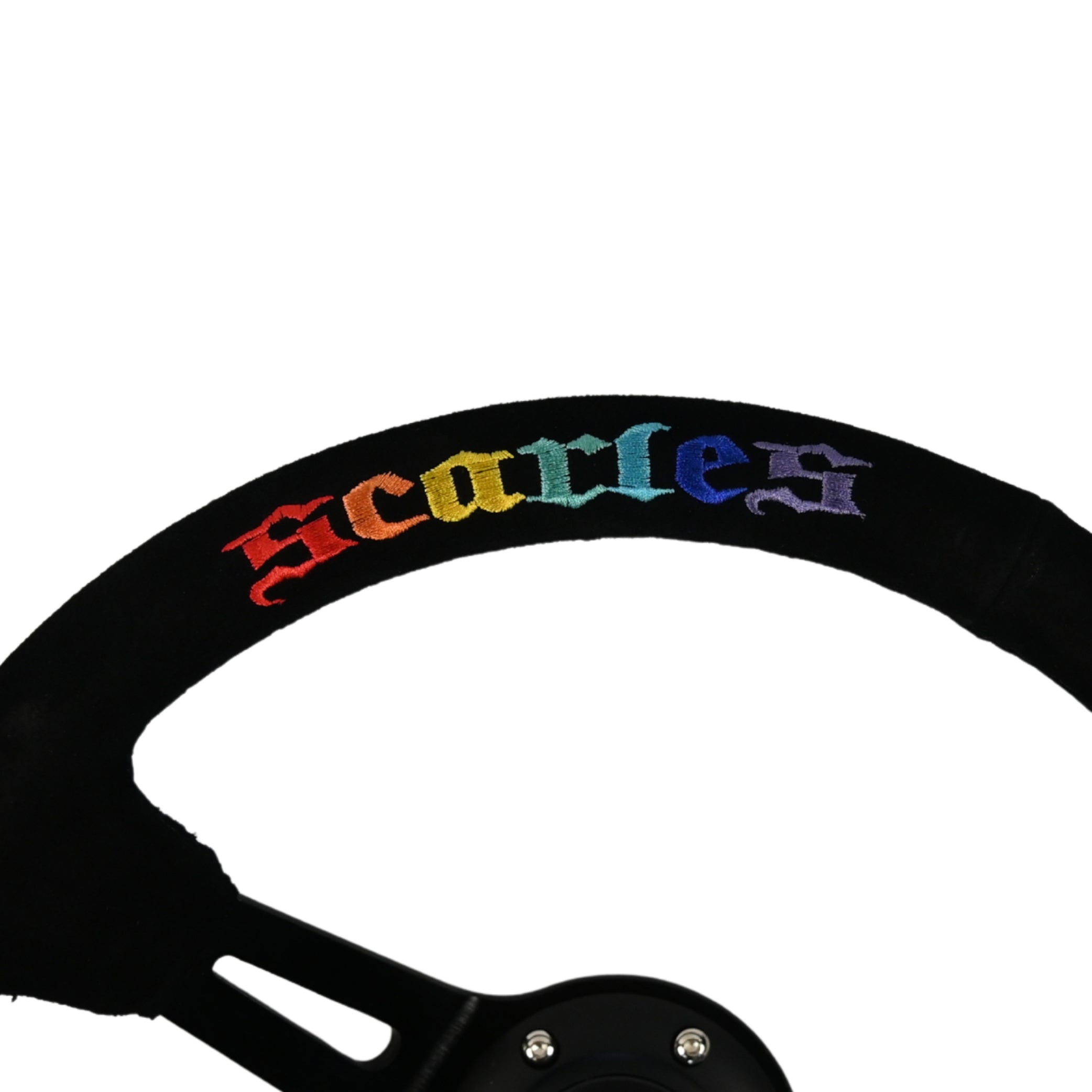 Suede Steering Wheel - Rainbow Logo