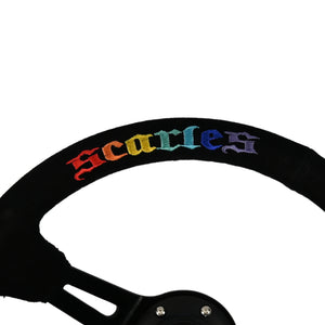 Suede Steering Wheel - Rainbow Logo