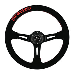 Suede Dedicated Drift steering 350mm-90mm - Red Logo and stitching