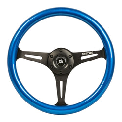 Metallic Blue Mahogany Steering Wheel 340mm