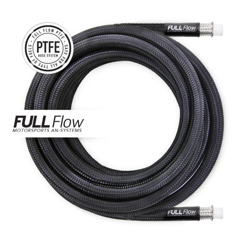 Nuke Black Nylon PTFE Stainless Braided Fuel Hose AN-6, 6m length
